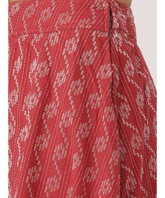 red printed cotton a-line skirt 4