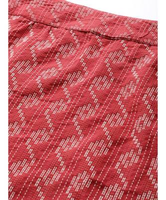 red printed cotton a-line skirt 5
