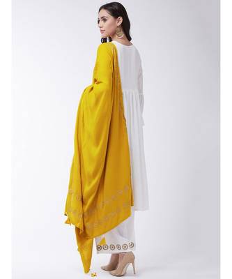 Cream Printed Viscose Straight Kurti Set 2