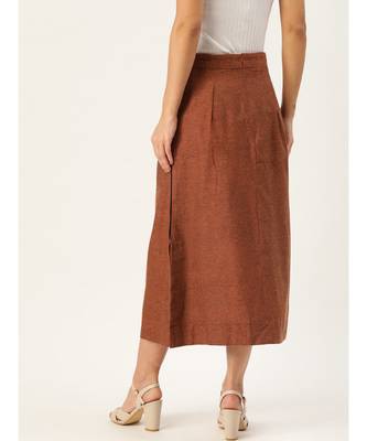 brown printed cotton a-line skirt 2