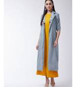 Yellow Printed Viscose Straight Kurti Set