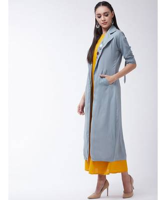 Yellow Printed Viscose Straight Kurti Set 3