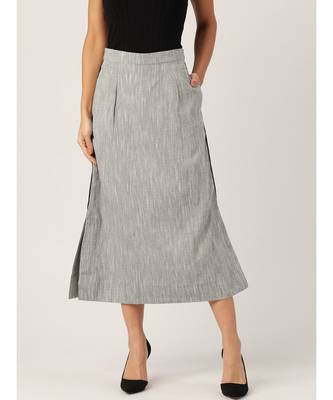 grey printed cotton a-line skirt 1