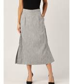 grey printed cotton a-line skirt
