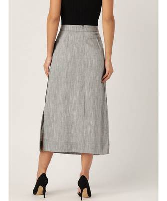 grey printed cotton a-line skirt 2