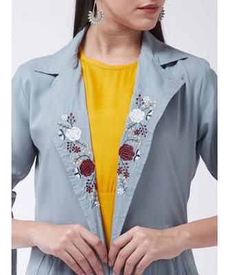 Yellow Printed Viscose Straight Kurti Set 5