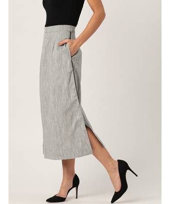 grey printed cotton a-line skirt 3