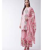 Pink Printed Viscose Straight Kurti Set