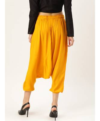 yellow plain cotton relaxed fit trouser pant 2