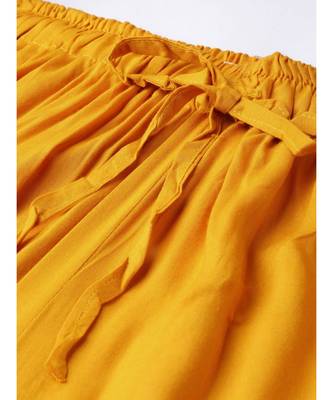 yellow plain cotton relaxed fit trouser pant 4