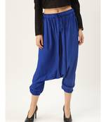 blue plain cotton relaxed fit trouser pant