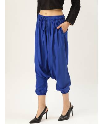 blue plain cotton relaxed fit trouser pant 3