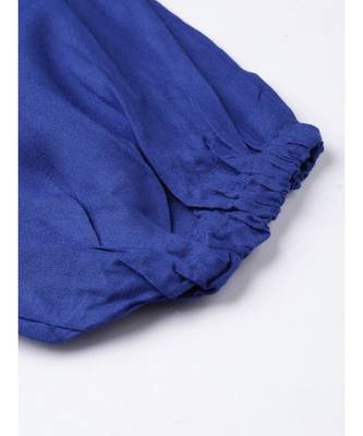 blue plain cotton relaxed fit trouser pant 5