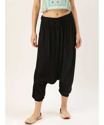 black plain cotton relaxed fit trouser pant 1
