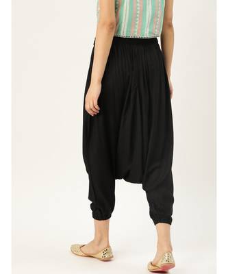 black plain cotton relaxed fit trouser pant 2