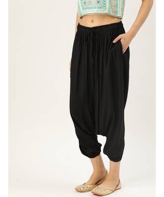 black plain cotton relaxed fit trouser pant 3