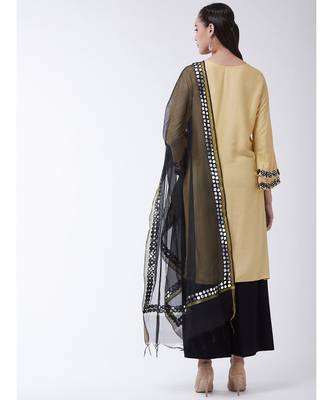 Beige Printed Viscose Straight Kurti Set 2