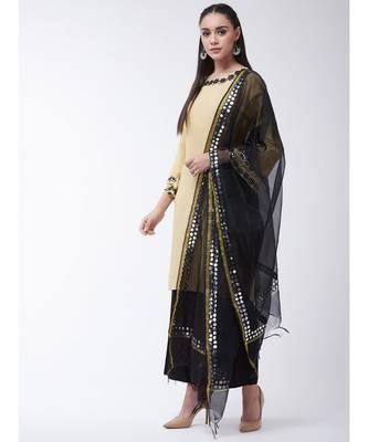Beige Printed Viscose Straight Kurti Set 3