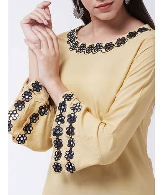 Beige Printed Viscose Straight Kurti Set 5