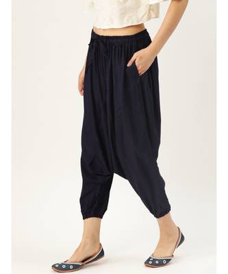 navy plain cotton relaxed fit trouser pant 3