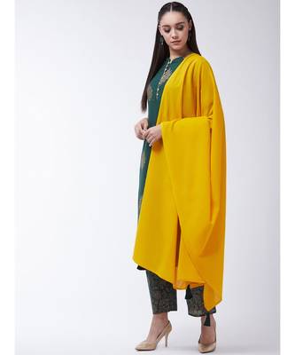 Green Printed Cotton Straight Kurti Set 3