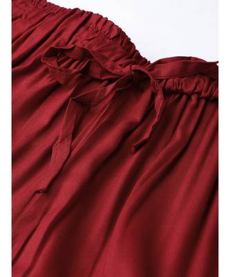 maroon plain cotton relaxed fit trouser pant 4
