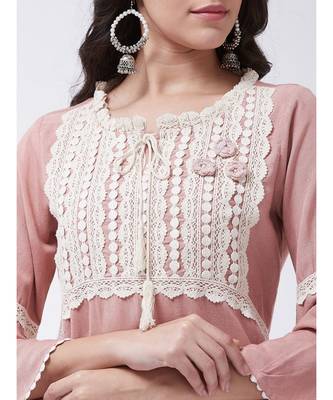 Pink Printed Cotton Straight Kurti Set 5