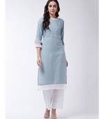 Blue Printed Cotton Straight Kurti Set