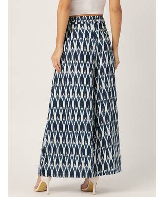 blue plain cotton relaxed fit trouser pant 2