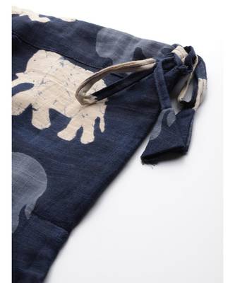 blue plain cotton relaxed fit trouser pant 5