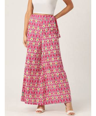 pink plain cotton relaxed fit trouser pant 1