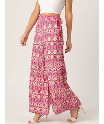 pink plain cotton relaxed fit trouser pant 3