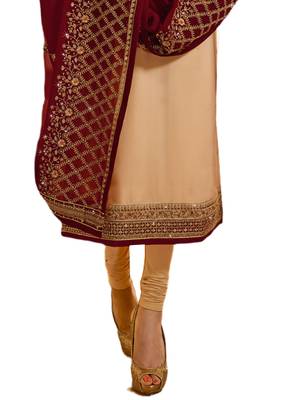 Peach Embroidered Georgette semi stitched sawlar with dupatta 2