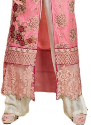 Pink Embroidered Georgette semi stitched sawlar with dupatta 3
