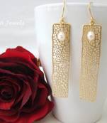 Top Quality Natural Freshwater Pearl 18K Gold Plated Artificial Fashion Earrings