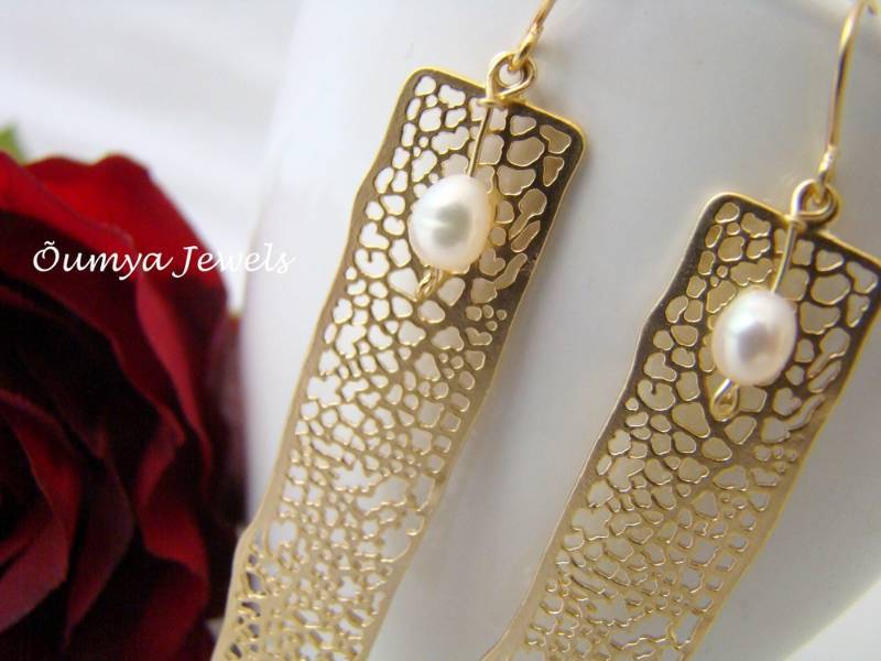 Top Quality Natural Freshwater Pearl 18K Gold Plated Artificial Fashion Earrings