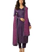 Purple Sequin Crepe semi stitched sawlar with dupatta