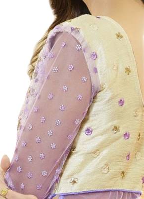 Purple Embroidered Net semi stitched sawlar with dupatta 3