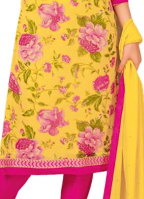 Yellow Printed Georgette semi stitched sawlar with dupatta 3
