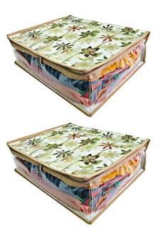 Atorakushon Flower Print Transparent Saree Cover,Wardrobe Organizer Regular Clothes Dress Protection cover Bag 2pcs