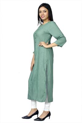 Green printed chanderi ethnic-kurtis 3