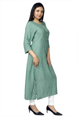 Green printed chanderi ethnic-kurtis 4