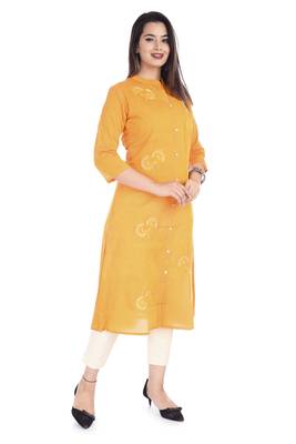 Yellow embroidered chanderi ethnic-kurtis 3