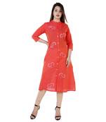 Red embroidered chanderi ethnic-kurtis