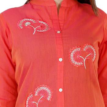 Red embroidered chanderi ethnic-kurtis 4