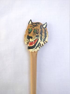 Jain Exports Hand-painted fierce Lion Wooden hair stick 2