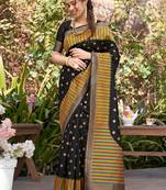 Black woven pochampally saree with blouse