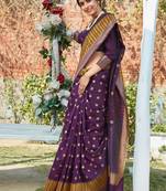 Purple woven pochampally saree with blouse