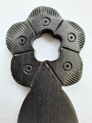 Hand carved Flower Design Ebony Wood Black hair fork 2