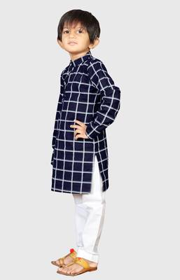 Kids Black Kurta Pyjama For Boys  2